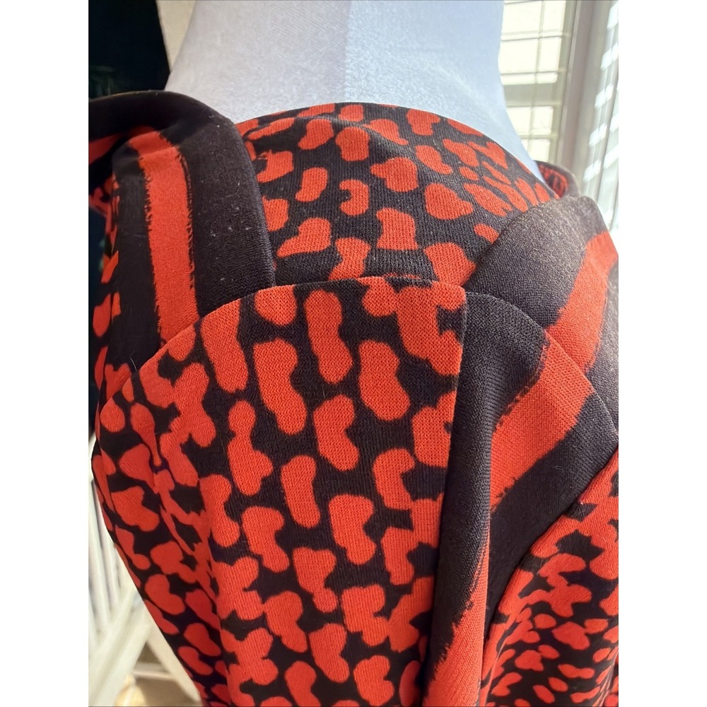 Michael Kors black and orange abstract print long-sleeve sheath dress Medium - Picture 7 of 8